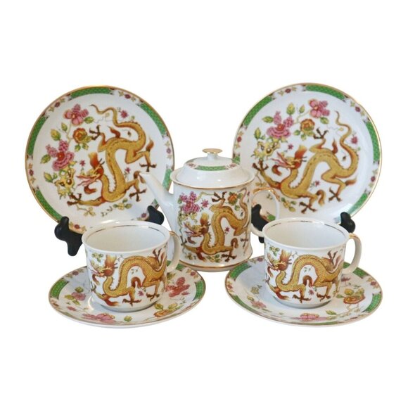 Josefina Other - Vintage Czech Josefina Porcelain Tea Set For 2 With Dragon Design & Floral Motif